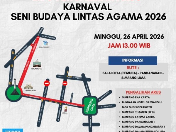 Catat! Minggu 26 April Ada Pengalihan Arus di Jalur Pemuda-Simpang Lima