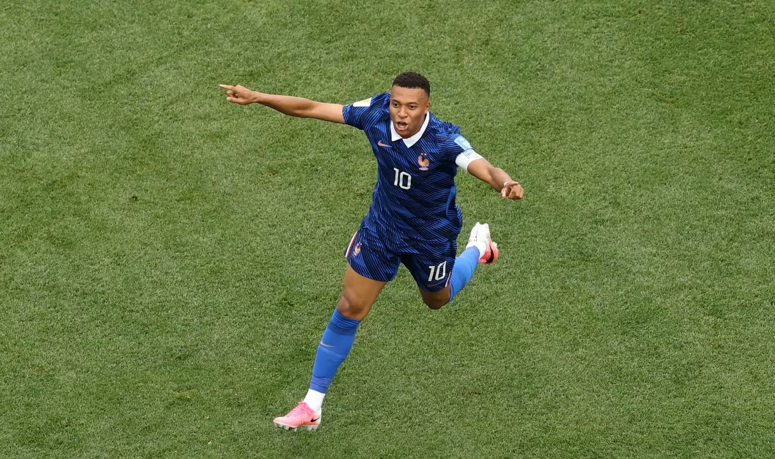 Kylian Mbappe merayakan gol untuk timnas Prancis saat melawan Irak di Piala Dunia 2026.