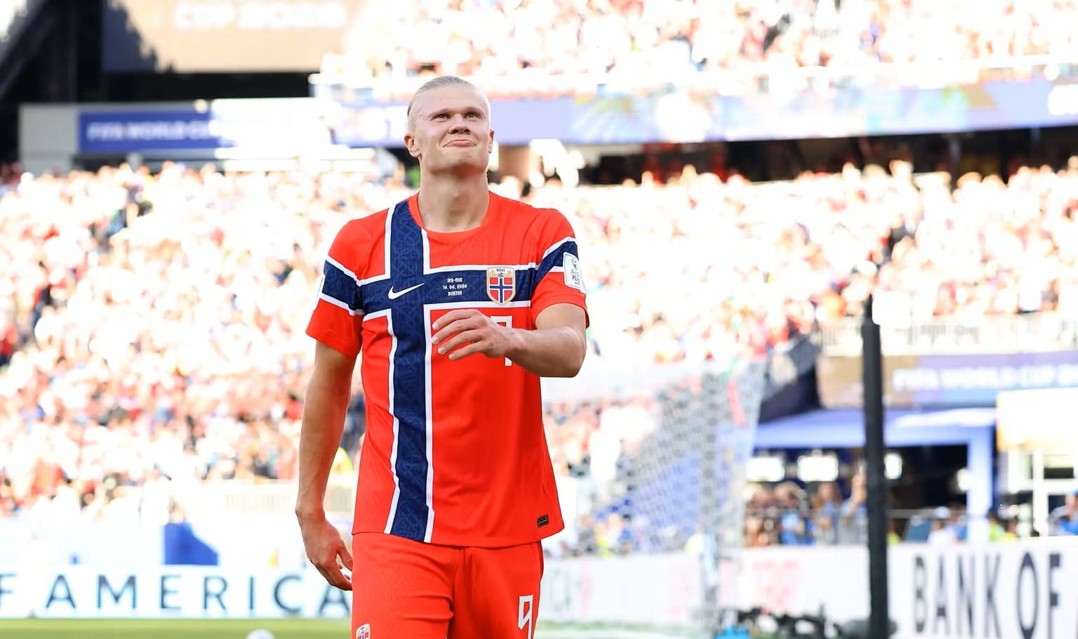 Erling Haaland merayakan gol kemenangan 4-1 Norwegia atas Irak pada laga pembuka Grup I Piala Dunia 2026.