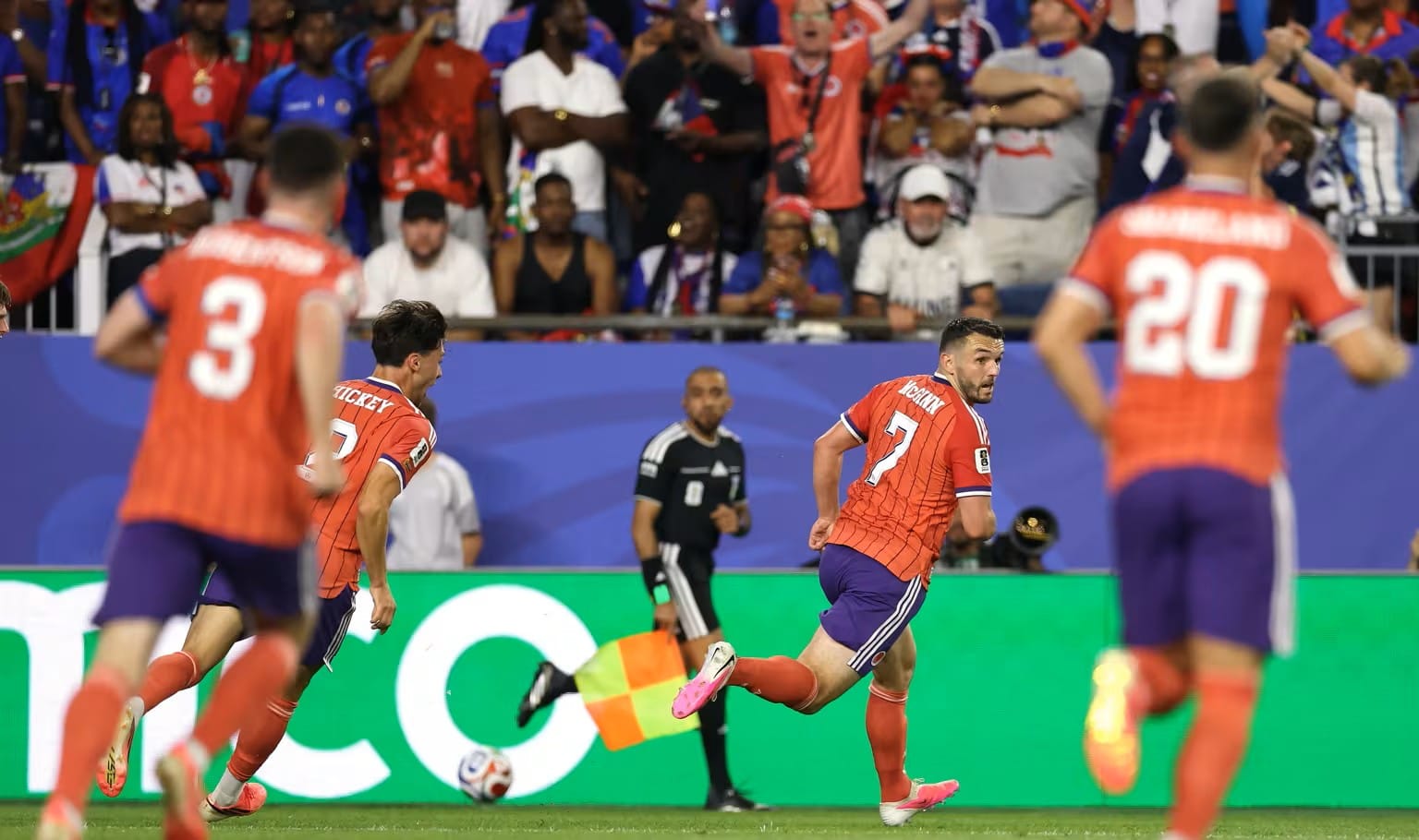 John McGinn merayakan gol kemenangan timnas Skotlandia ke gawang Haiti pada laga Grup C Piala Dunia 2026.