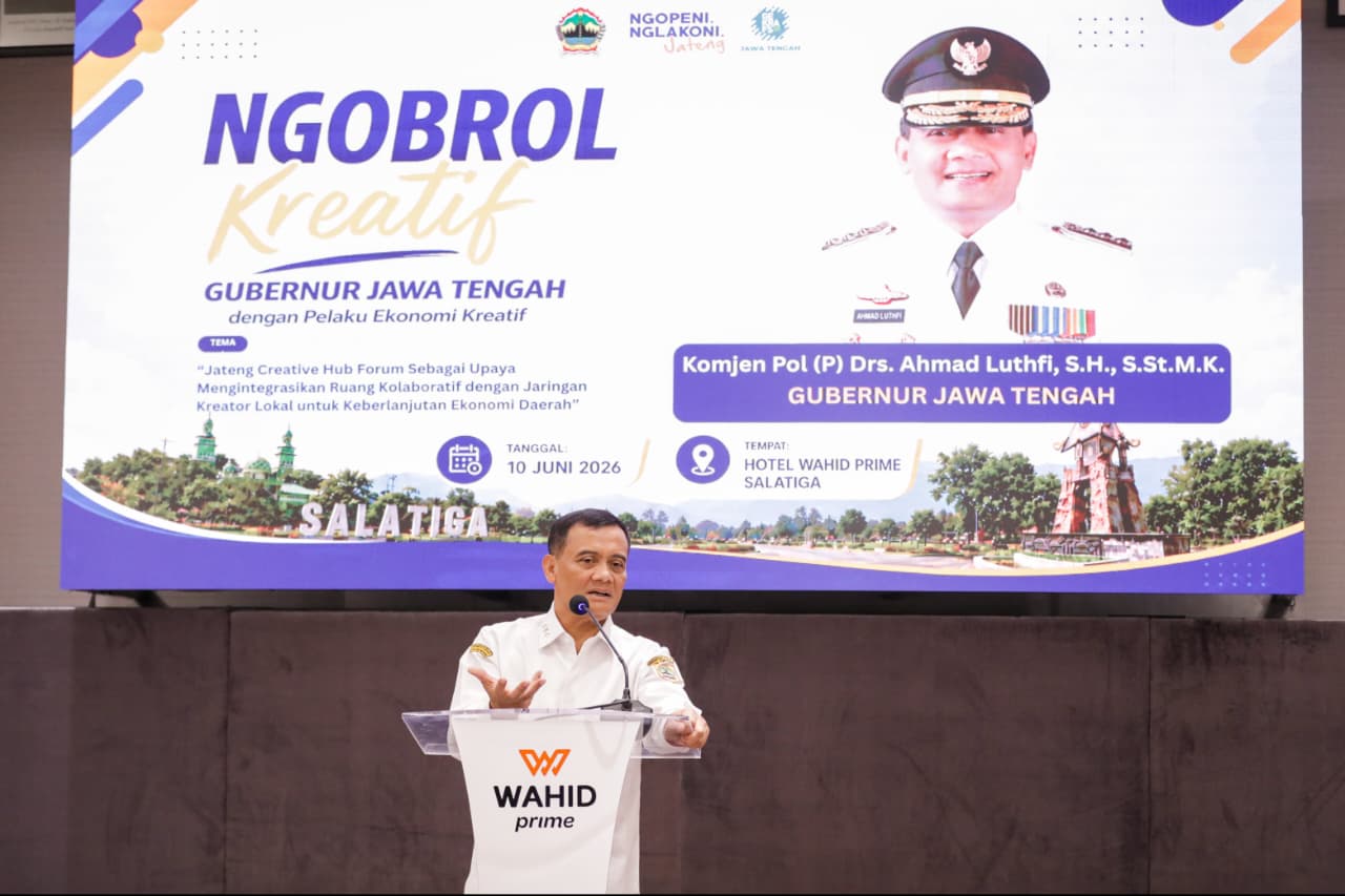 Gubernur Jawa Tengah Ahmad Luthfi memberikan arahan terkait pemetaan potensi ekonomi kreatif dalam acara Ngobrol Kreatif di Salatiga.