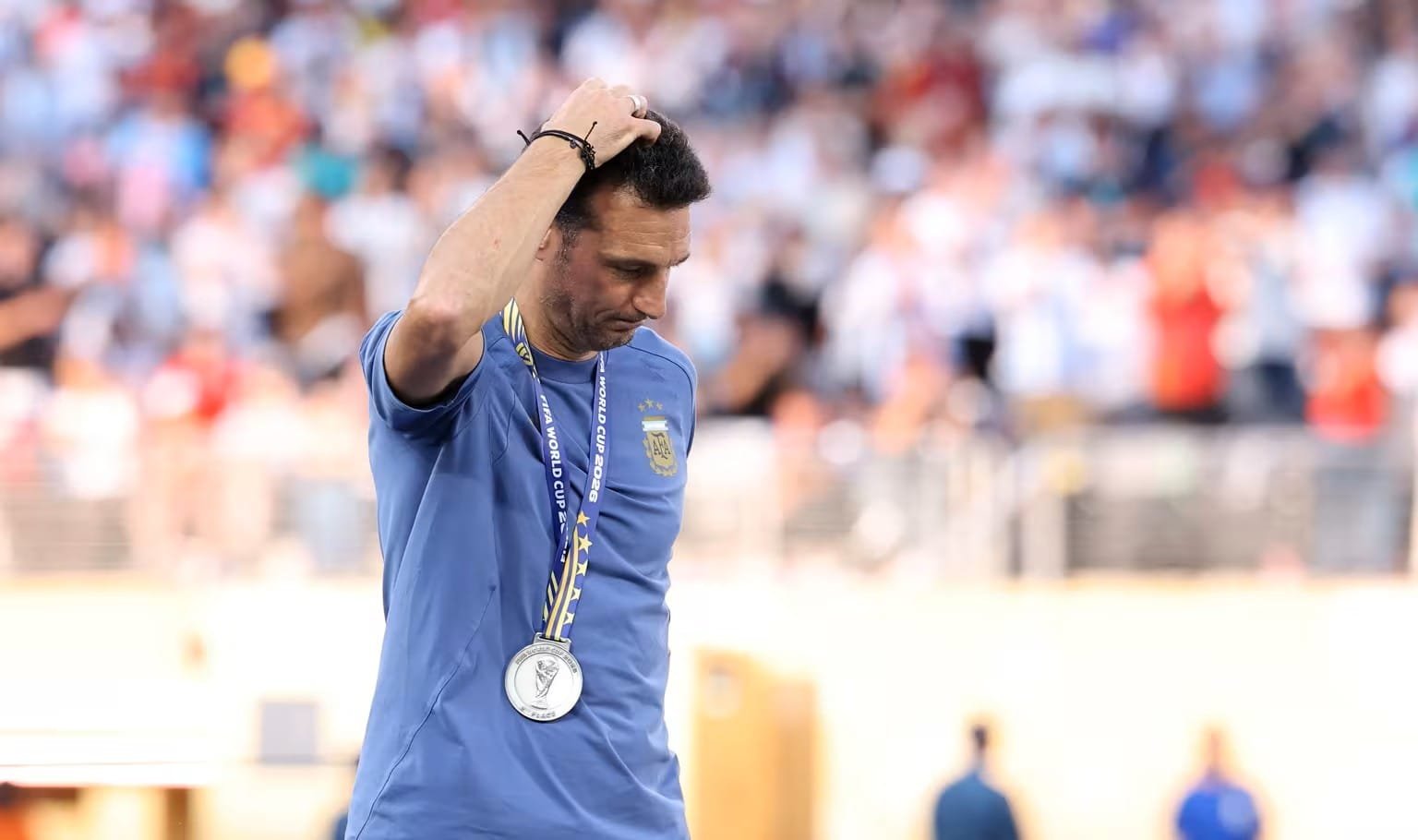 Pelatih timnas Argentina Lionel Scaloni usai kekalahan di final Piala Dunia 2026.