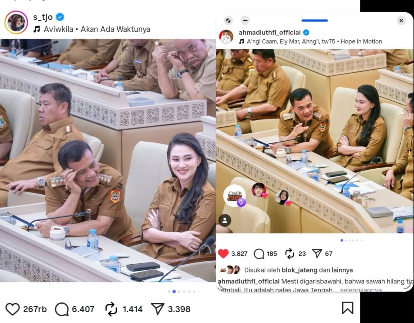 Unggahan foto kebersamaan Gubernur Jateng Ahmad Luthfi dan Gubernur Malut Sherly Tjoanda.