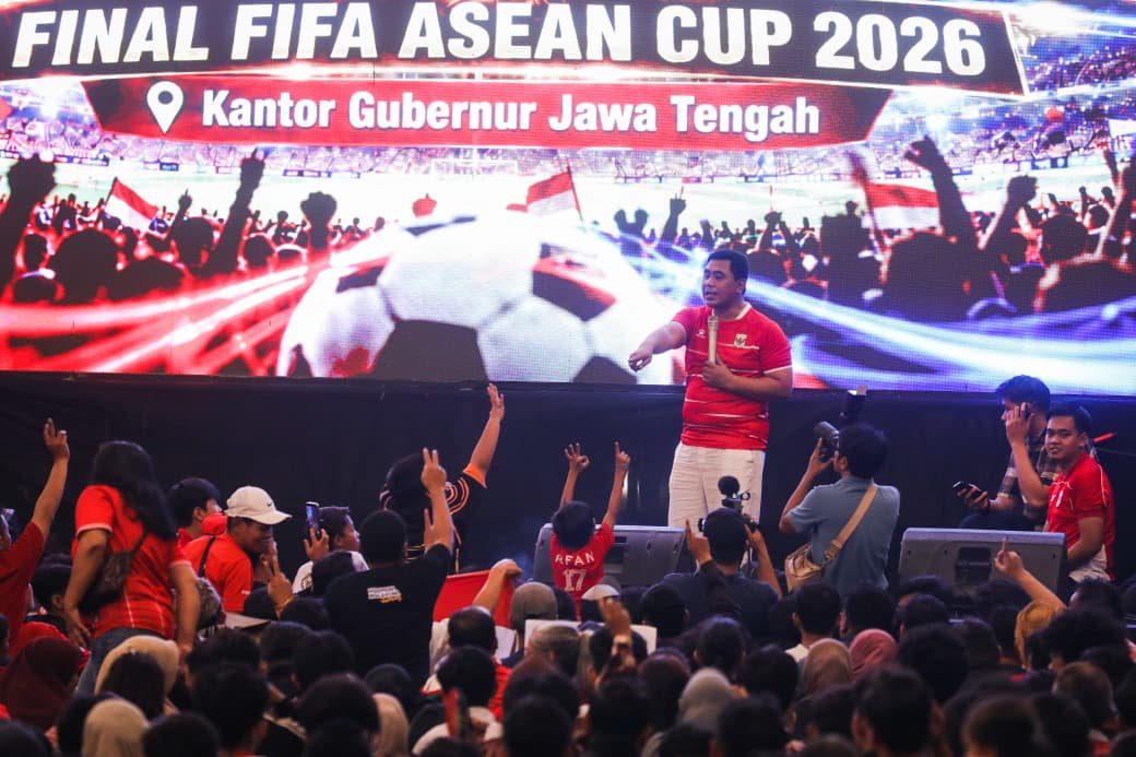 Indonesia Juara FIFA ASEAN Cup, Euforia Ribuan Warga Pecah di Halaman Kantor Gubernur Jateng